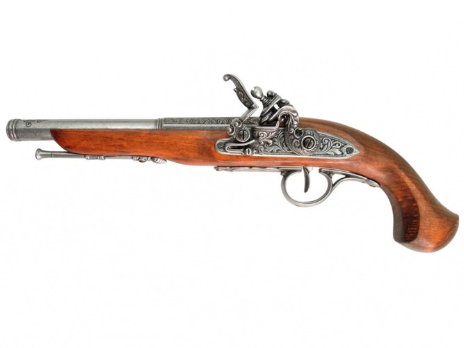 Replika Mušketová Pistole 18.stol., nikl pro leváky