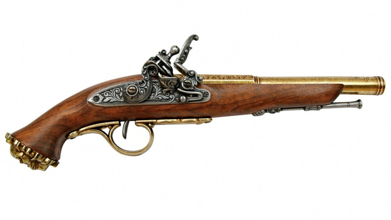 Replika Pistole pirátská, 18.stol. zlatá